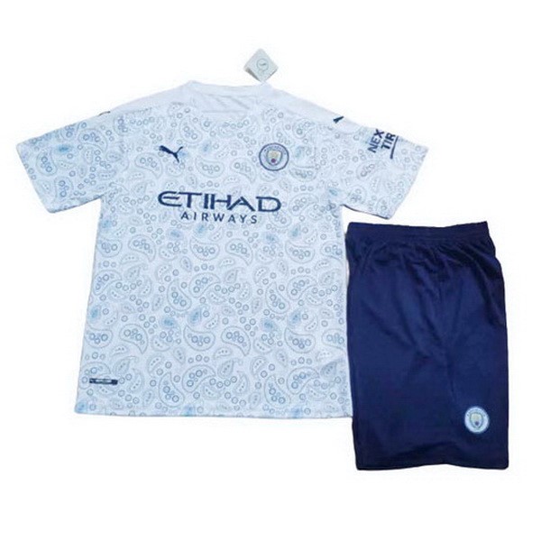 Camiseta Manchester City Replica Tercera Ropa Niños 2020/21 Azul